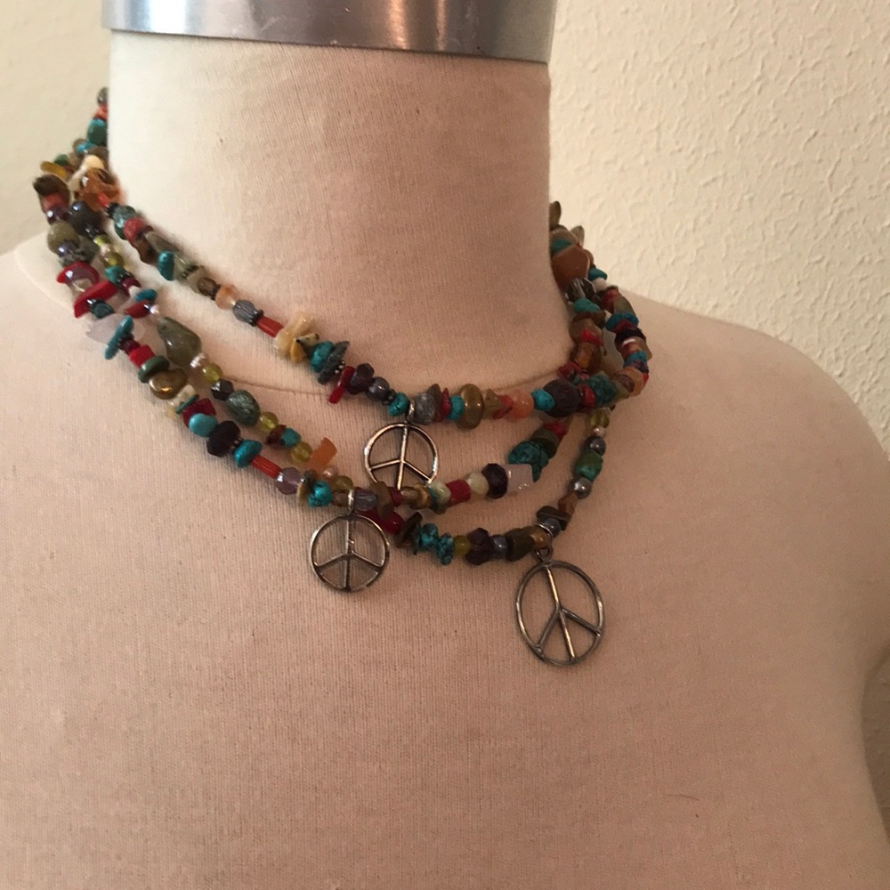 Genuine Stone Peace ☮️ sign necklaces 😍